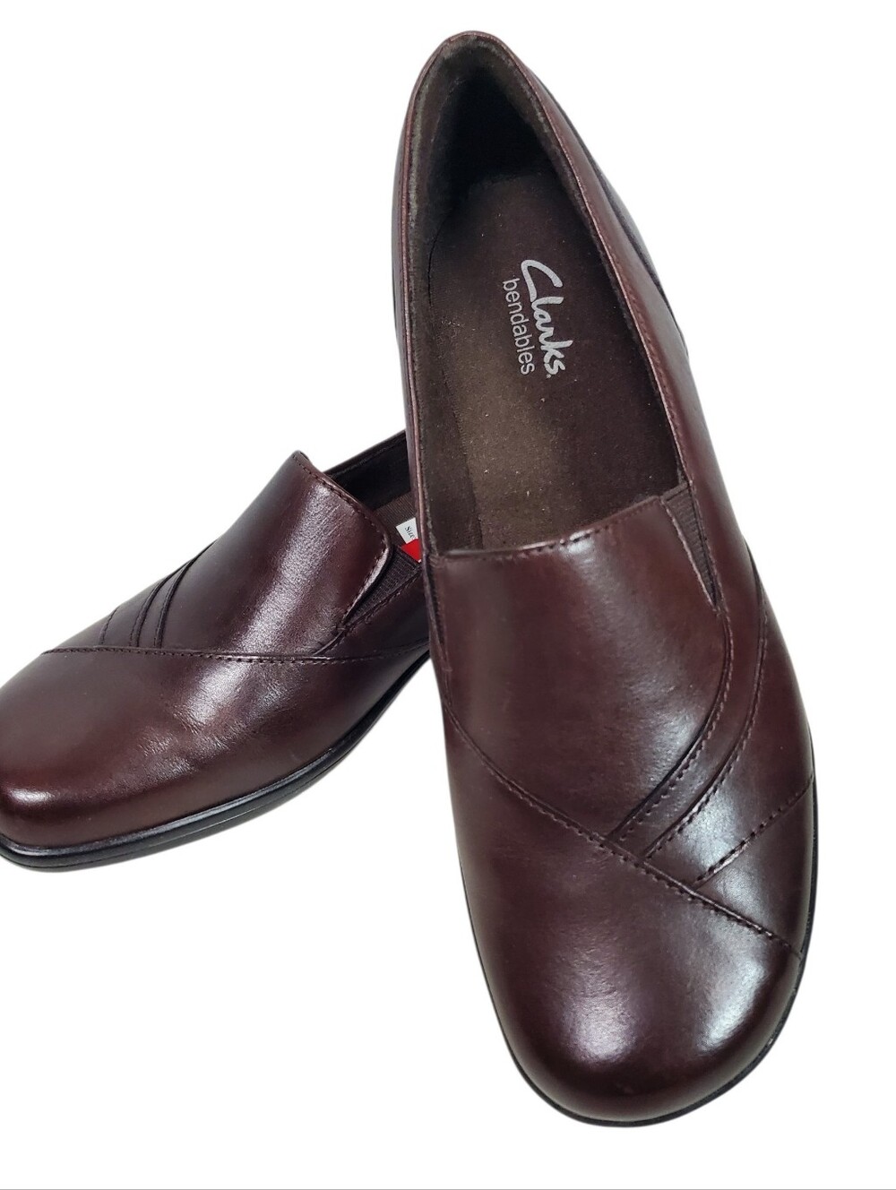 Clarks Brown May Florette Wedge Loafer 8M Casual Office Shoe Slip On Busines